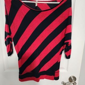 Medium Red and Black Striped Top